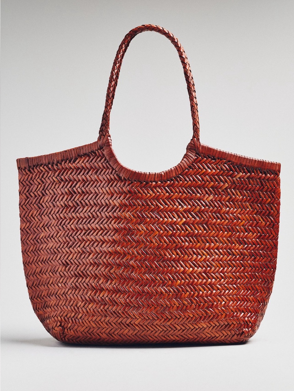Anthropologie Woven Leather Tote New Tan Brown Beach Summer - Picture 3 of 11